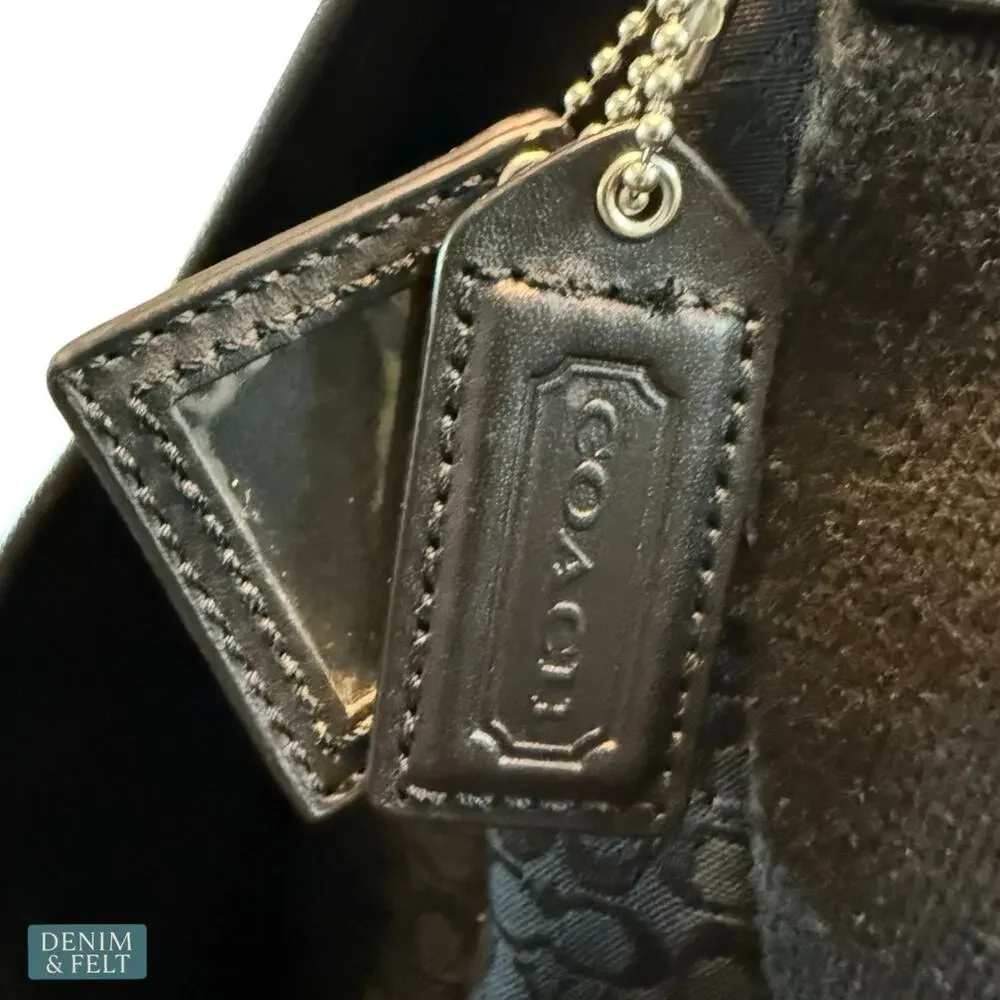 Coach Signature Hudson Messenger Laptop Bag Black‎ Canvas Leather Trim Briefcase